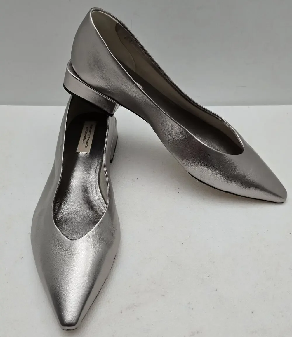 Antonio Melani x Elizabeth Damrich Metallic Square Toe Low Block Heel Shoes 9M